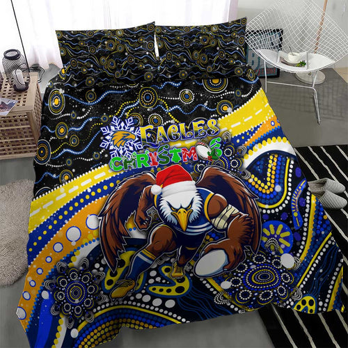 Merry Christmas AFL Eagles Bedding Set Aboriginal Santa Football Mascot