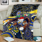 Merry Christmas AFL Eagles Blanket Aboriginal Santa Football Mascot
