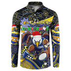 Merry Christmas AFL Eagles Button Sweatshirt Aboriginal Santa Football Mascot