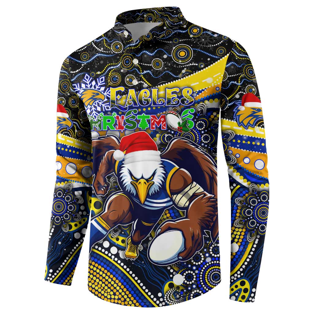 Merry Christmas AFL Eagles Button Sweatshirt Aboriginal Santa Football Mascot