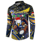 Merry Christmas AFL Eagles Button Sweatshirt Aboriginal Santa Football Mascot