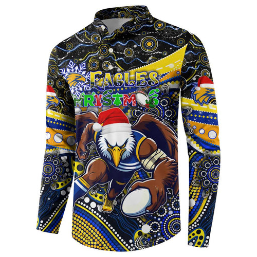 Merry Christmas AFL Eagles Button Sweatshirt Aboriginal Santa Football Mascot