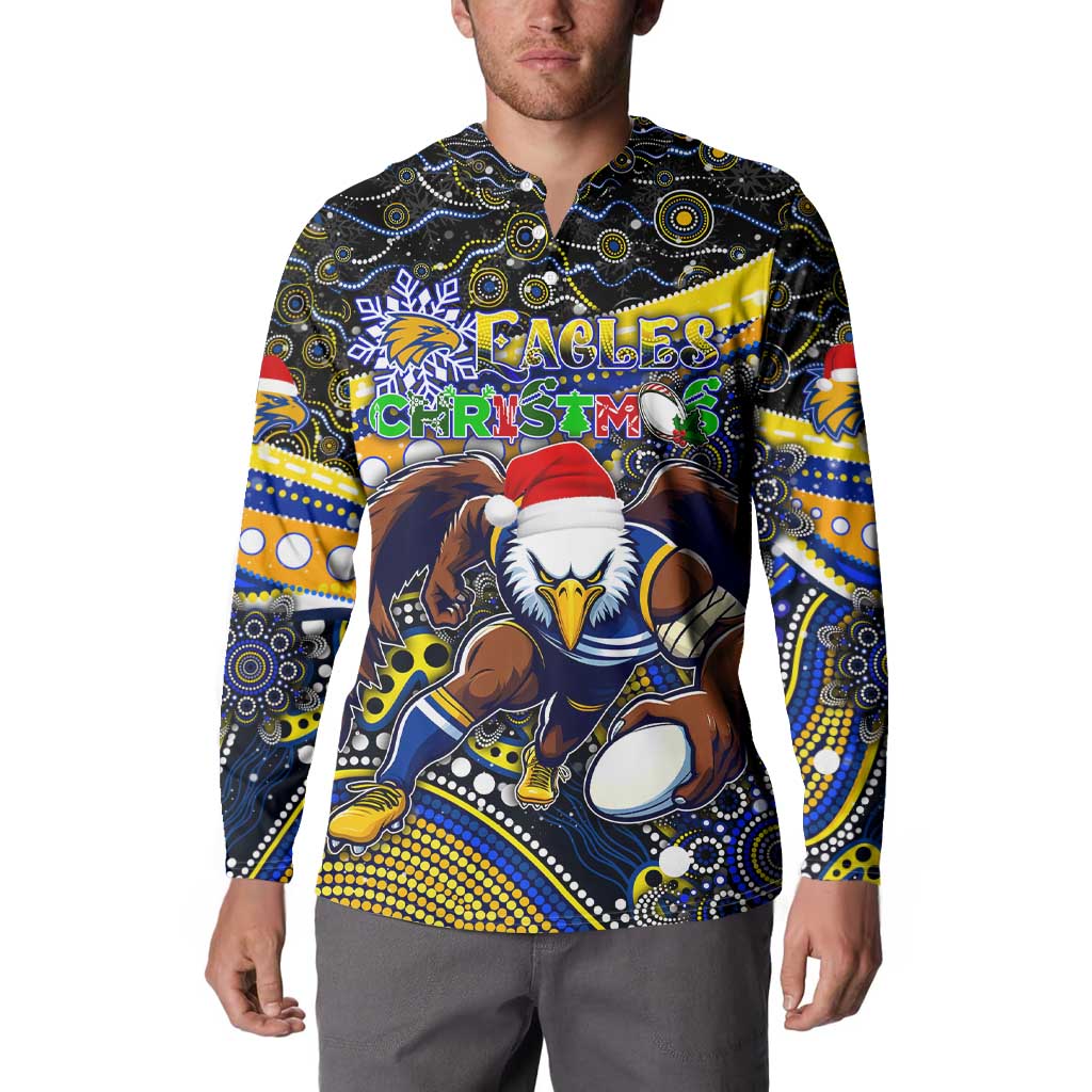 Merry Christmas AFL Eagles Button Sweatshirt Aboriginal Santa Football Mascot