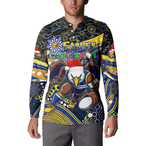 Merry Christmas AFL Eagles Button Sweatshirt Aboriginal Santa Football Mascot
