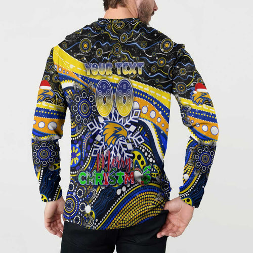 Merry Christmas AFL Eagles Button Sweatshirt Aboriginal Santa Football Mascot
