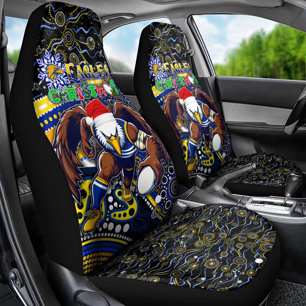 Merry Christmas AFL Eagles Car Seat Cover Aboriginal Santa Football Mascot