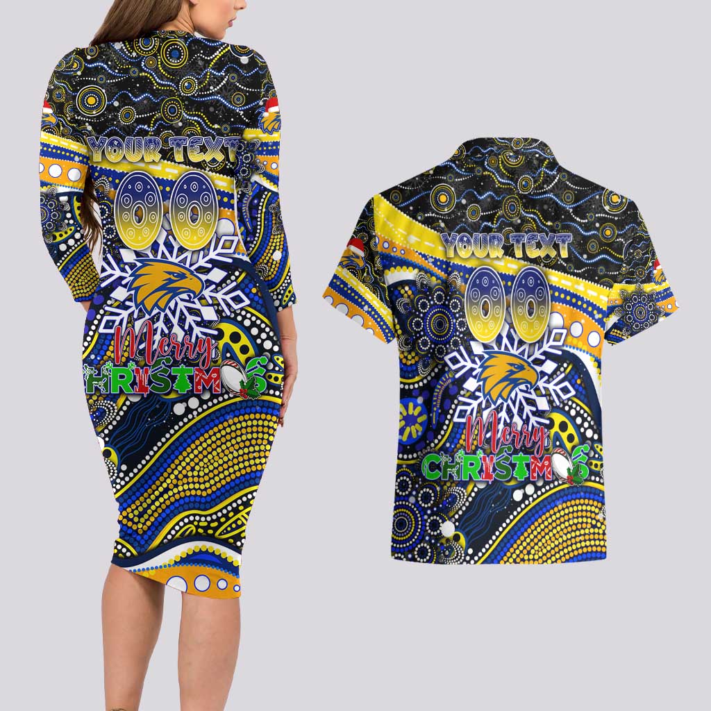 Merry Christmas AFL Eagles Couples Matching Long Sleeve Bodycon Dress and Hawaiian Shirt Aboriginal Santa Football Mascot