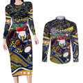 Merry Christmas AFL Eagles Couples Matching Long Sleeve Bodycon Dress and Long Sleeve Button Shirt Aboriginal Santa Football Mascot