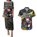 Merry Christmas AFL Eagles Couples Matching Puletasi and Hawaiian Shirt Aboriginal Santa Football Mascot