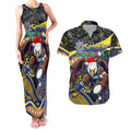 Merry Christmas AFL Eagles Couples Matching Tank Maxi Dress and Hawaiian Shirt Aboriginal Santa Football Mascot