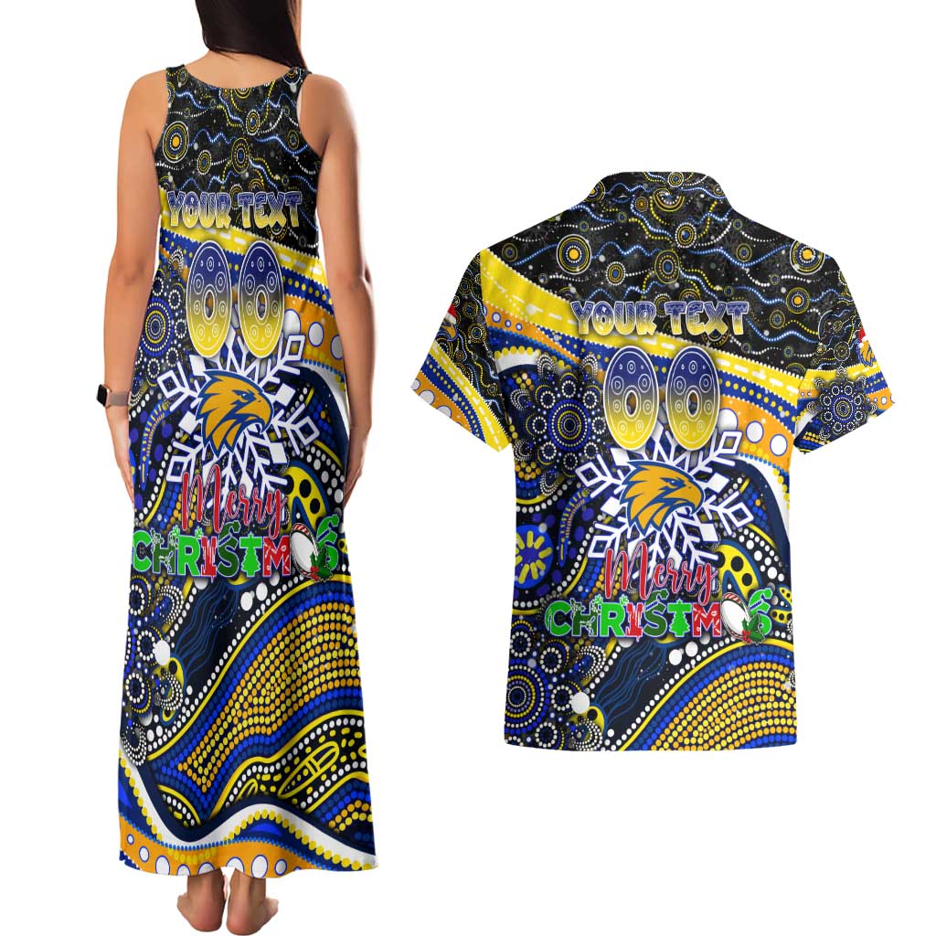 Merry Christmas AFL Eagles Couples Matching Tank Maxi Dress and Hawaiian Shirt Aboriginal Santa Football Mascot