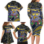 Merry Christmas AFL Eagles Family Matching Long Sleeve Bodycon Dress and Hawaiian Shirt Aboriginal Santa Football Mascot