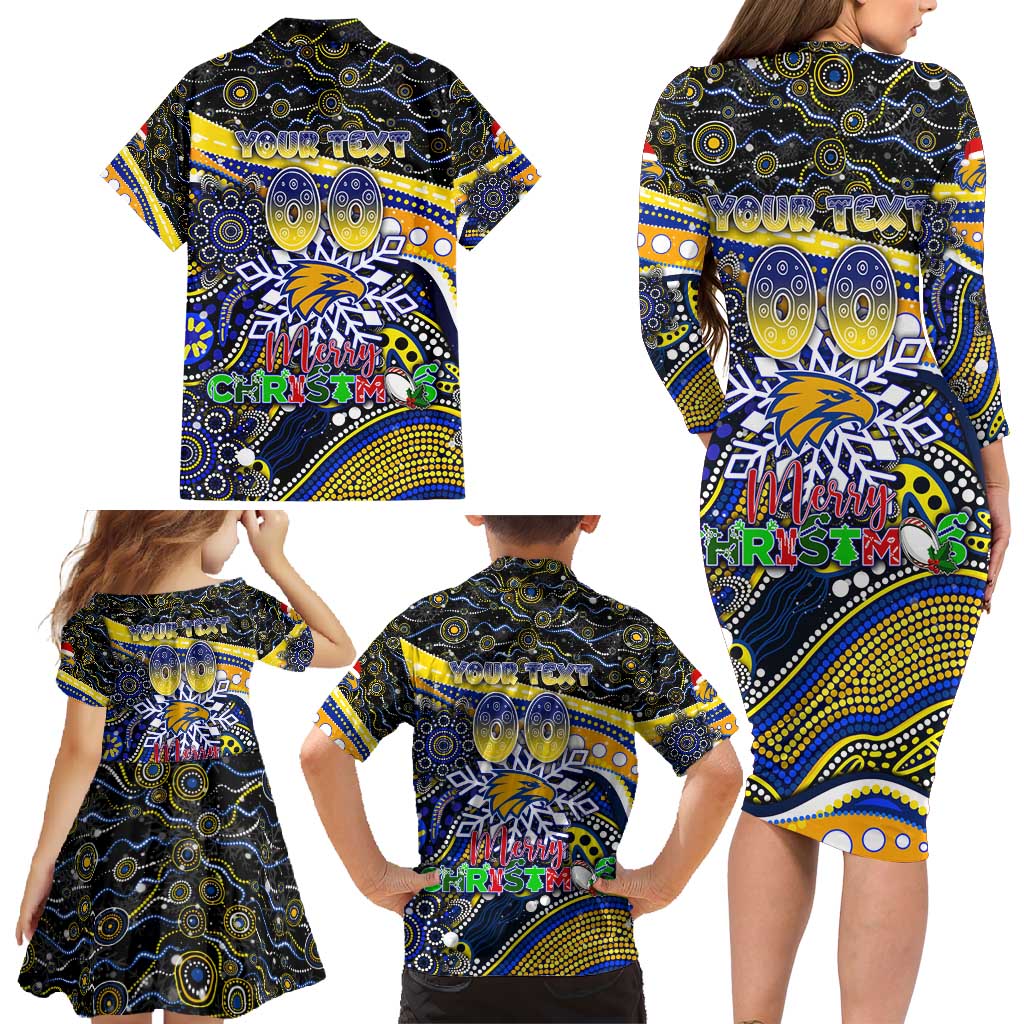 Merry Christmas AFL Eagles Family Matching Long Sleeve Bodycon Dress and Hawaiian Shirt Aboriginal Santa Football Mascot