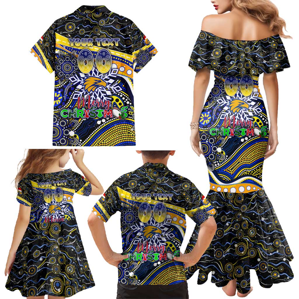 Merry Christmas AFL Eagles Family Matching Mermaid Dress and Hawaiian Shirt Aboriginal Santa Football Mascot