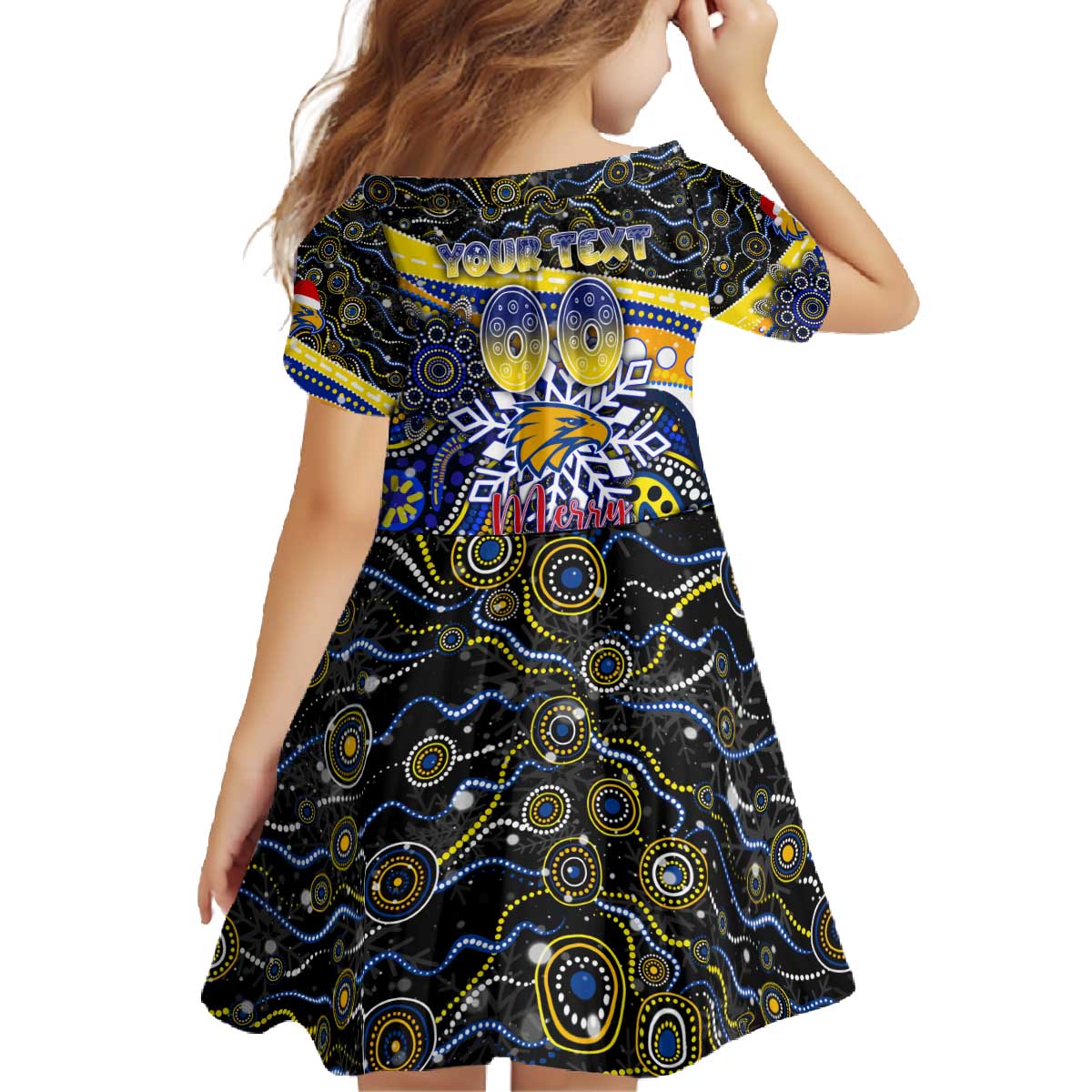 Merry Christmas AFL Eagles Family Matching Off The Shoulder Long Sleeve Dress and Hawaiian Shirt Aboriginal Santa Football Mascot