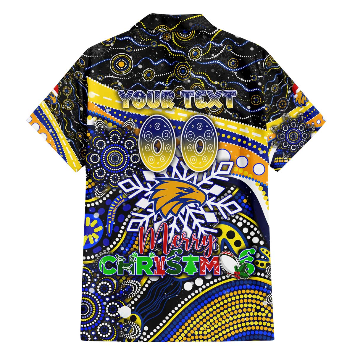 Merry Christmas AFL Eagles Family Matching Off The Shoulder Long Sleeve Dress and Hawaiian Shirt Aboriginal Santa Football Mascot