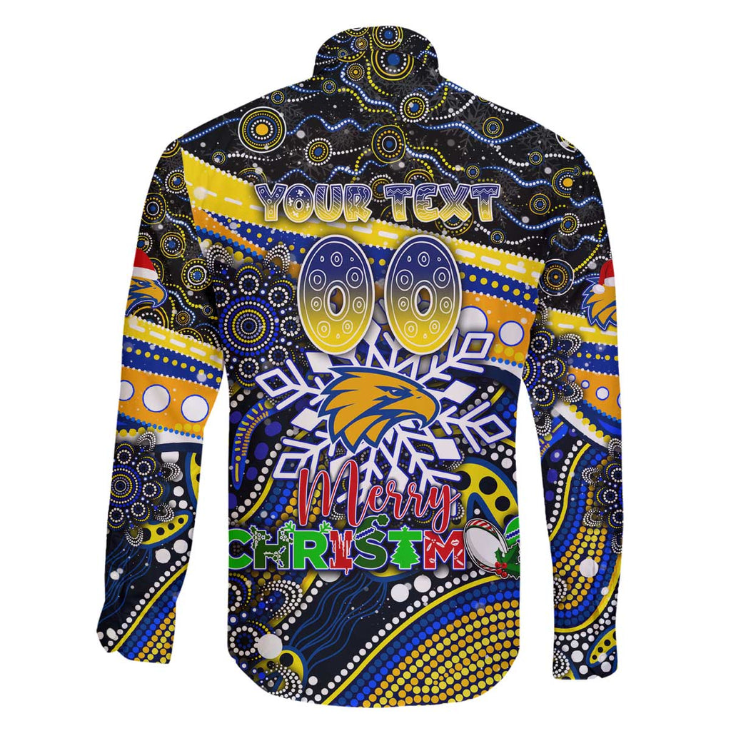 Merry Christmas AFL Eagles Family Matching Off The Shoulder Long Sleeve Dress and Hawaiian Shirt Aboriginal Santa Football Mascot