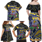 Merry Christmas AFL Eagles Family Matching Off Shoulder Maxi Dress and Hawaiian Shirt Aboriginal Santa Football Mascot