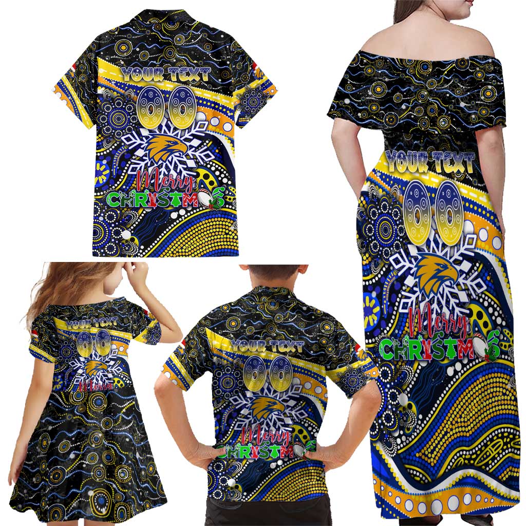Merry Christmas AFL Eagles Family Matching Off Shoulder Maxi Dress and Hawaiian Shirt Aboriginal Santa Football Mascot