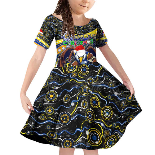 Merry Christmas AFL Eagles Family Matching Off Shoulder Short Dress and Hawaiian Shirt Aboriginal Santa Football Mascot