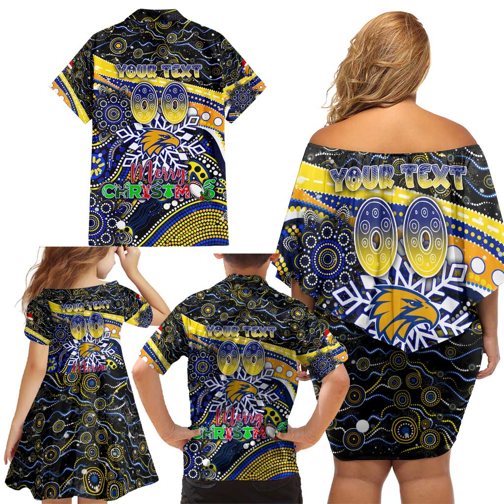 Merry Christmas AFL Eagles Family Matching Off Shoulder Short Dress and Hawaiian Shirt Aboriginal Santa Football Mascot