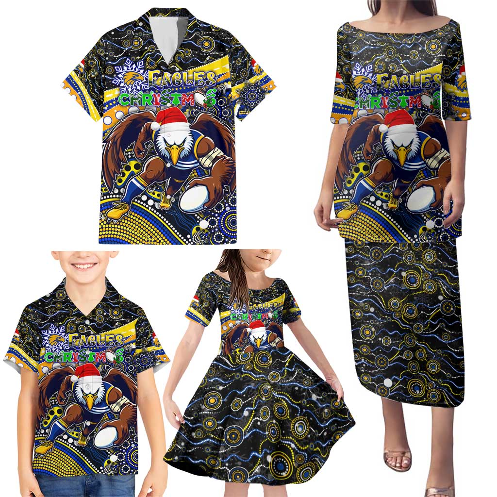 Merry Christmas AFL Eagles Family Matching Puletasi and Hawaiian Shirt Aboriginal Santa Football Mascot