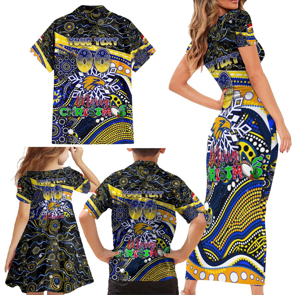 Merry Christmas AFL Eagles Family Matching Short Sleeve Bodycon Dress and Hawaiian Shirt Aboriginal Santa Football Mascot