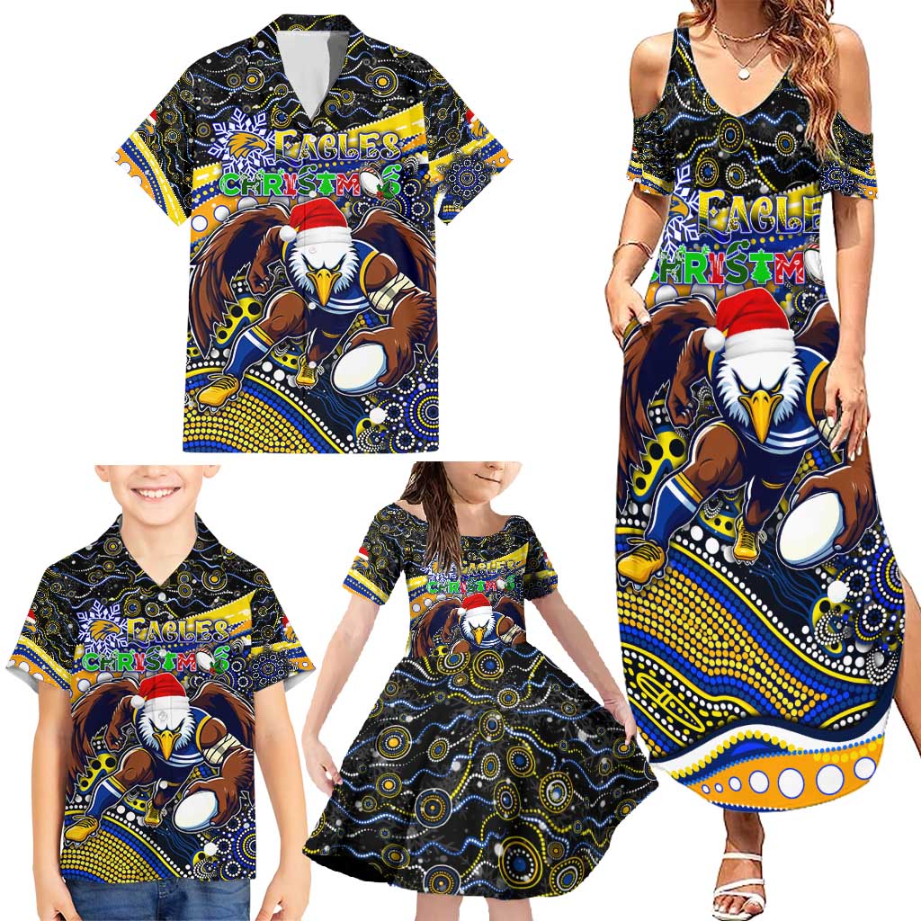 Merry Christmas AFL Eagles Family Matching Summer Maxi Dress and Hawaiian Shirt Aboriginal Santa Football Mascot