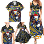 Merry Christmas AFL Eagles Family Matching Summer Maxi Dress and Hawaiian Shirt Aboriginal Santa Football Mascot
