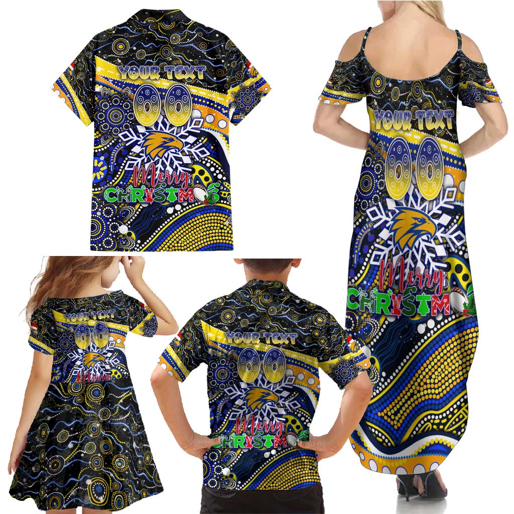 Merry Christmas AFL Eagles Family Matching Summer Maxi Dress and Hawaiian Shirt Aboriginal Santa Football Mascot