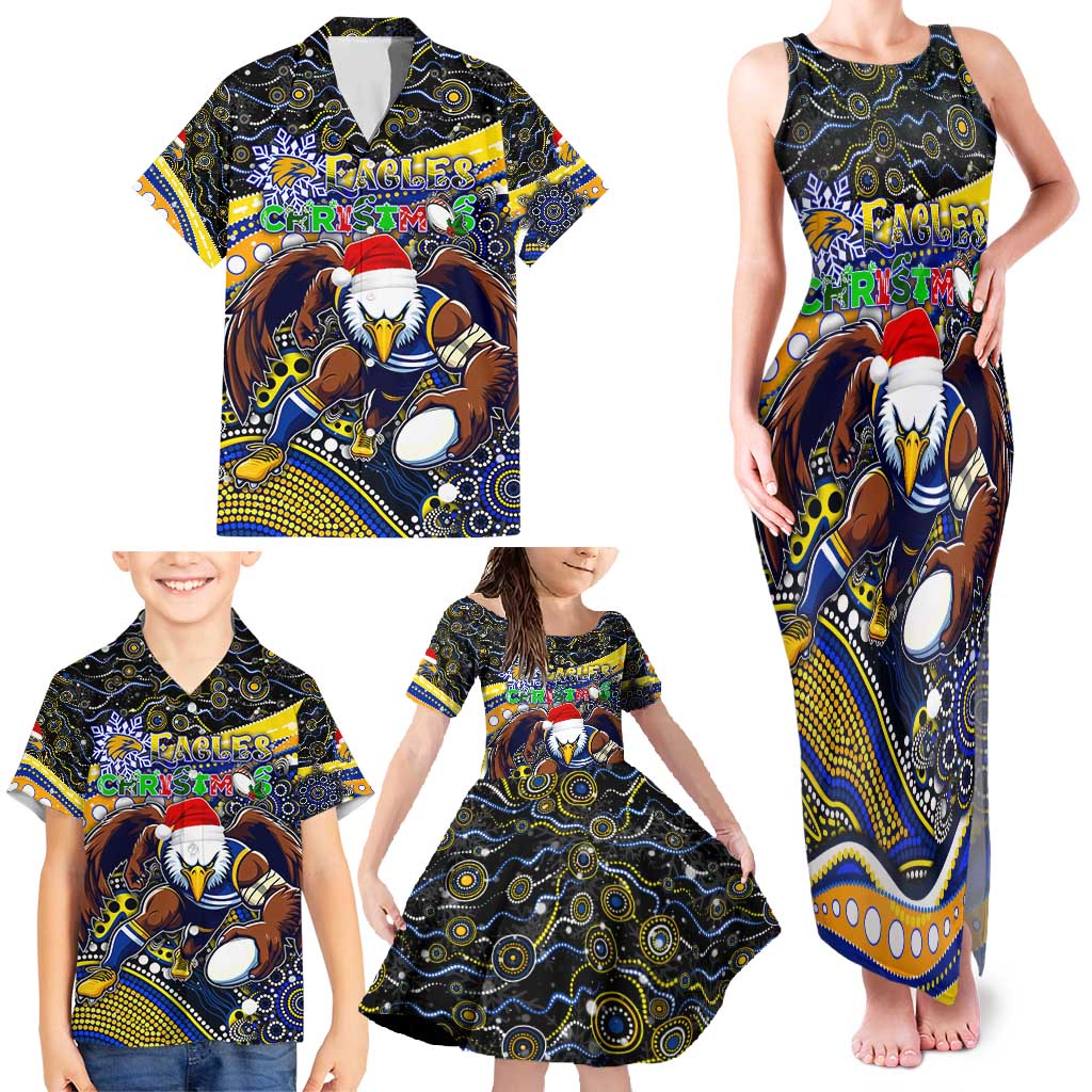 Merry Christmas AFL Eagles Family Matching Tank Maxi Dress and Hawaiian Shirt Aboriginal Santa Football Mascot