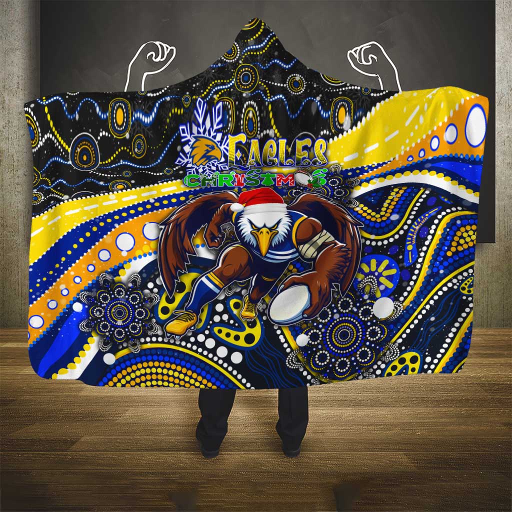 Merry Christmas AFL Eagles Hooded Blanket Aboriginal Santa Football Mascot