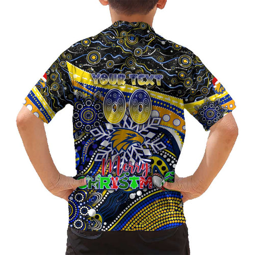 Merry Christmas AFL Eagles Kid Hawaiian Shirt Aboriginal Santa Football Mascot