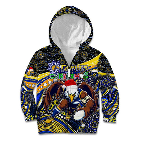 Merry Christmas AFL Eagles Kid Hoodie Aboriginal Santa Football Mascot