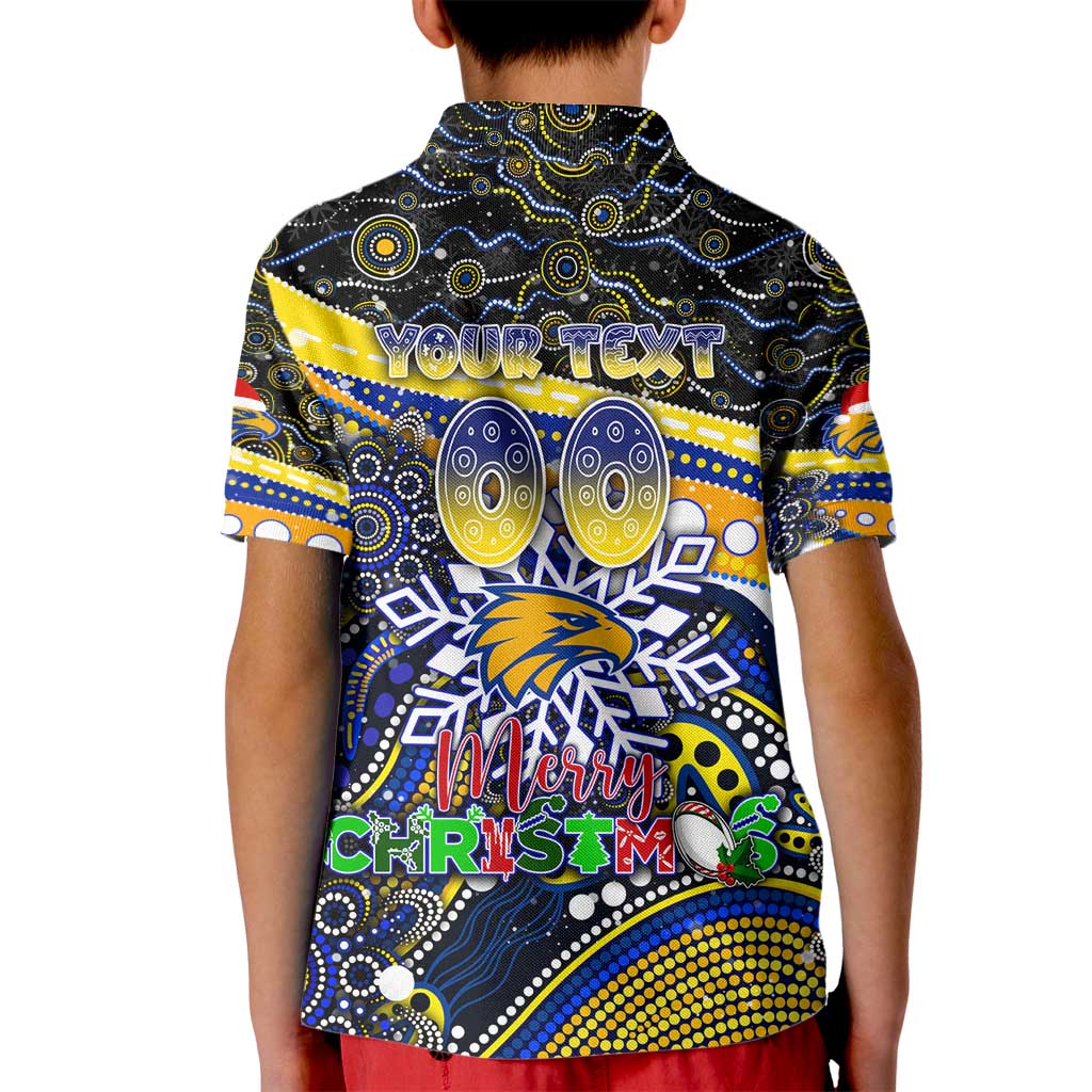 Merry Christmas AFL Eagles Kid Polo Shirt Aboriginal Santa Football Mascot