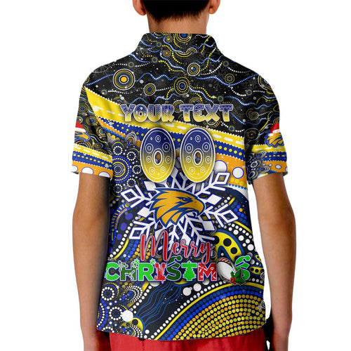 Merry Christmas AFL Eagles Kid Polo Shirt Aboriginal Santa Football Mascot