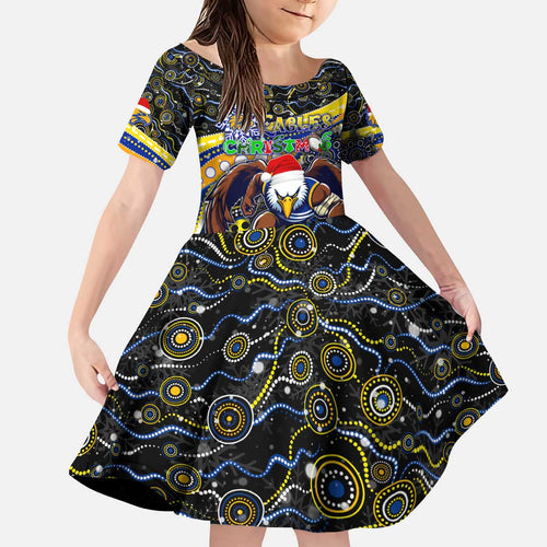 Merry Christmas AFL Eagles Kid Short Sleeve Dress Aboriginal Santa Football Mascot