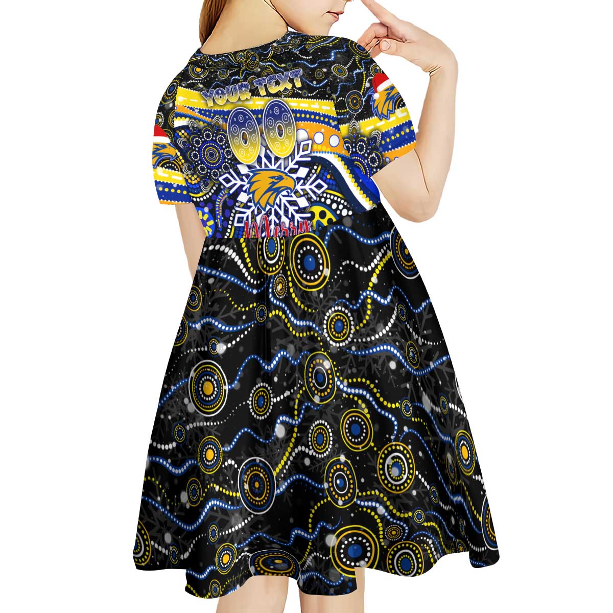 Merry Christmas AFL Eagles Kid Short Sleeve Dress Aboriginal Santa Football Mascot