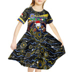 Merry Christmas AFL Eagles Kid Short Sleeve Dress Aboriginal Santa Football Mascot