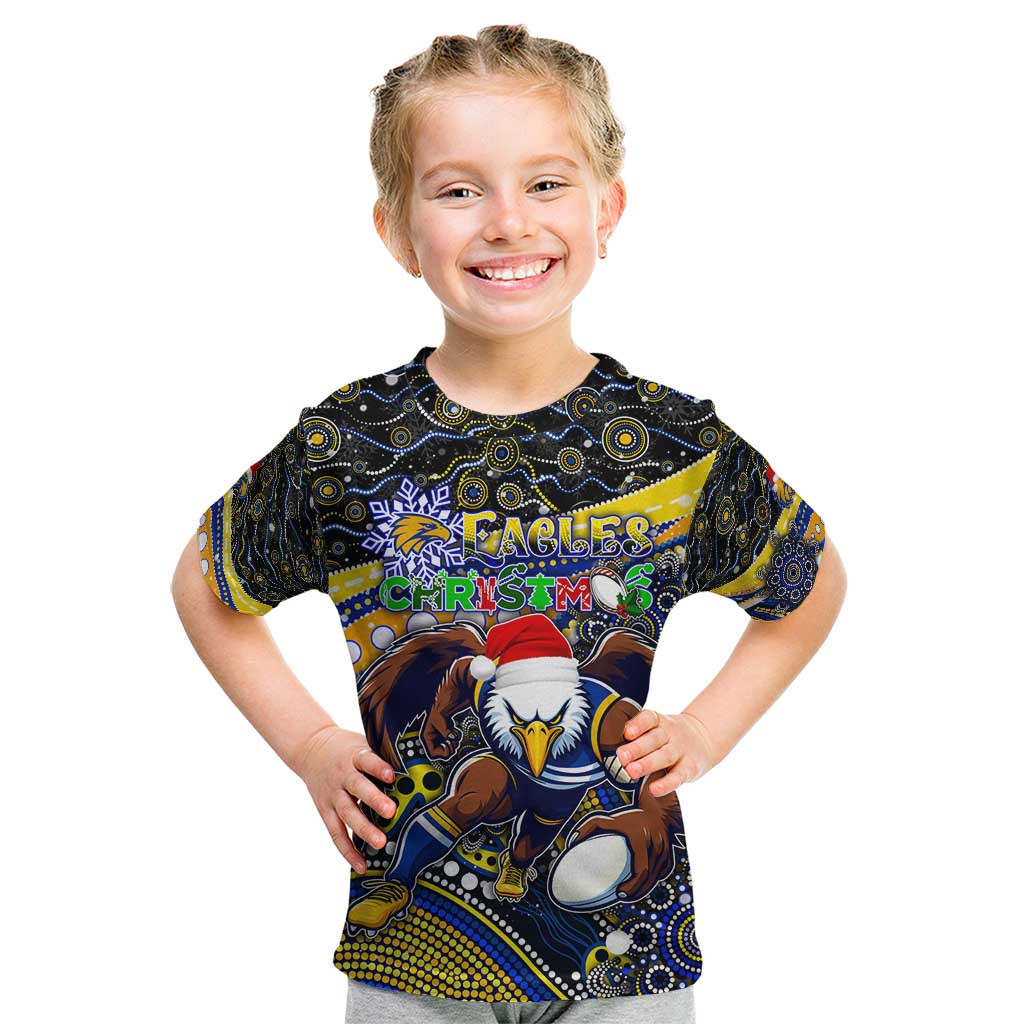 Merry Christmas AFL Eagles Kid T Shirt Aboriginal Santa Football Mascot