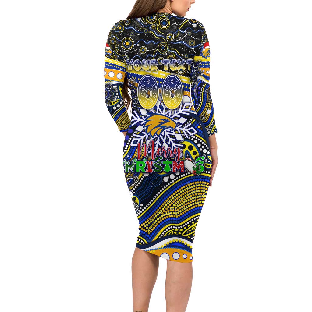 Merry Christmas AFL Eagles Long Sleeve Bodycon Dress Aboriginal Santa Football Mascot