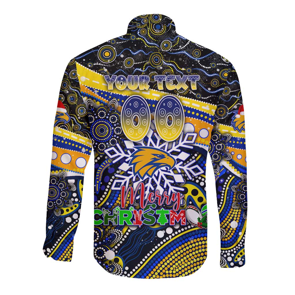 Merry Christmas AFL Eagles Long Sleeve Button Shirt Aboriginal Santa Football Mascot