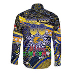 Merry Christmas AFL Eagles Long Sleeve Button Shirt Aboriginal Santa Football Mascot