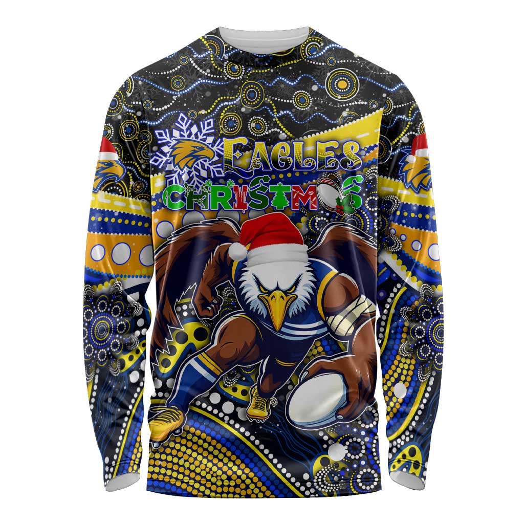 Merry Christmas AFL Eagles Long Sleeve Shirt Aboriginal Santa Football Mascot