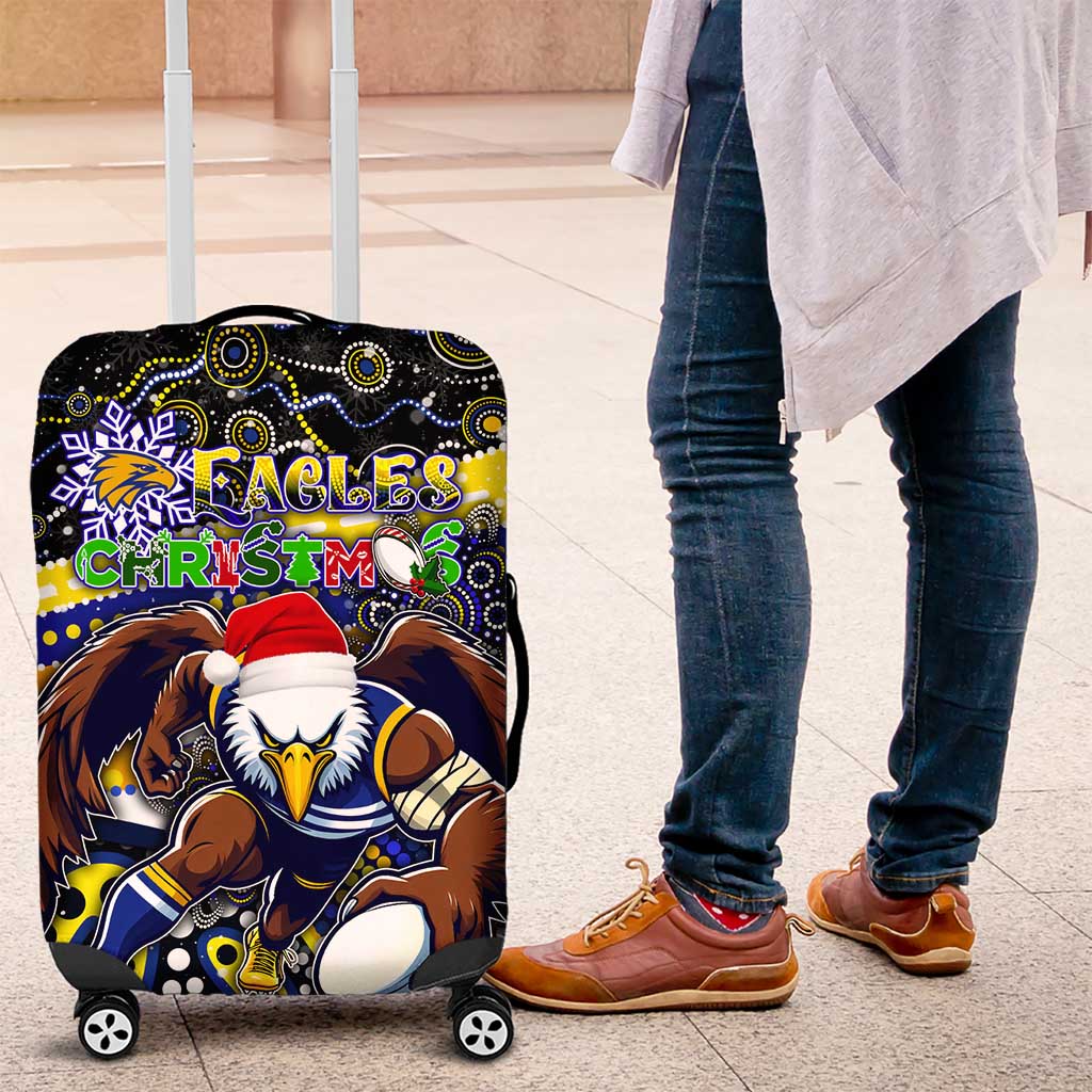 Merry Christmas AFL Eagles Luggage Cover Aboriginal Santa Football Mascot