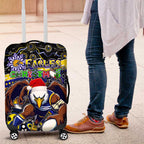 Merry Christmas AFL Eagles Luggage Cover Aboriginal Santa Football Mascot