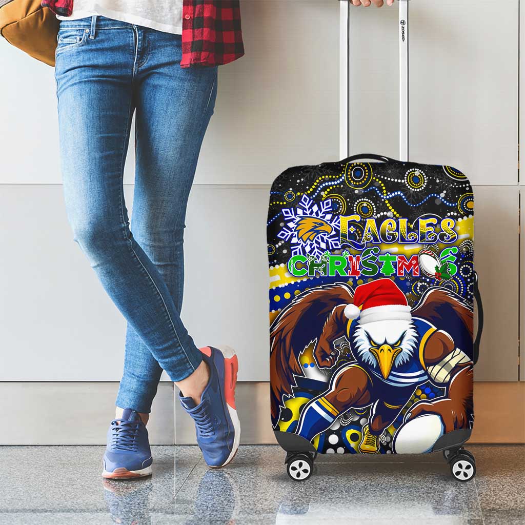 Merry Christmas AFL Eagles Luggage Cover Aboriginal Santa Football Mascot