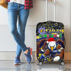 Merry Christmas AFL Eagles Luggage Cover Aboriginal Santa Football Mascot