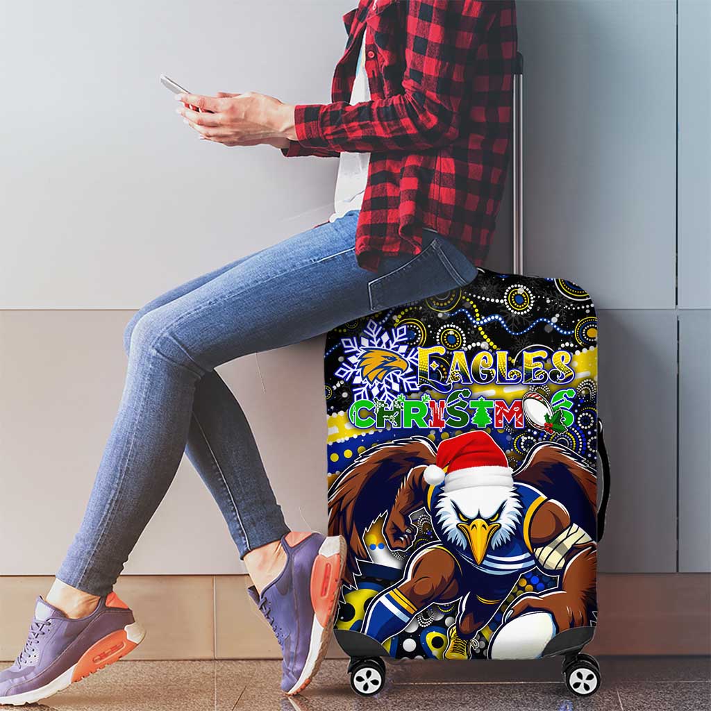 Merry Christmas AFL Eagles Luggage Cover Aboriginal Santa Football Mascot