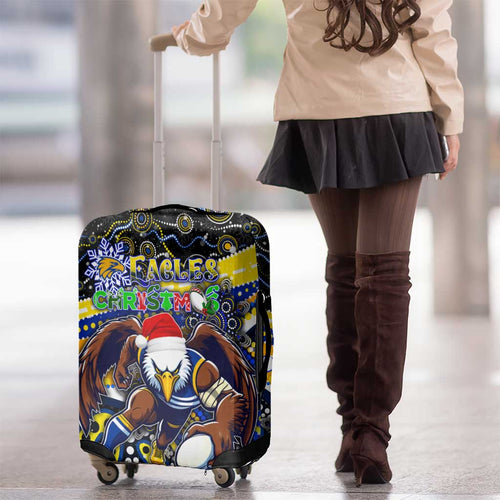 Merry Christmas AFL Eagles Luggage Cover Aboriginal Santa Football Mascot